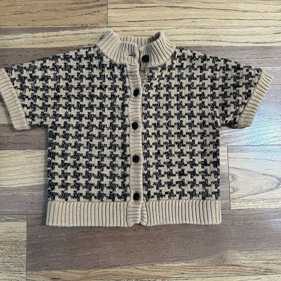 Janie & Jack Girl’s Houndstooth Wool Blend Cardigan, 2T - Picture 1 of 10